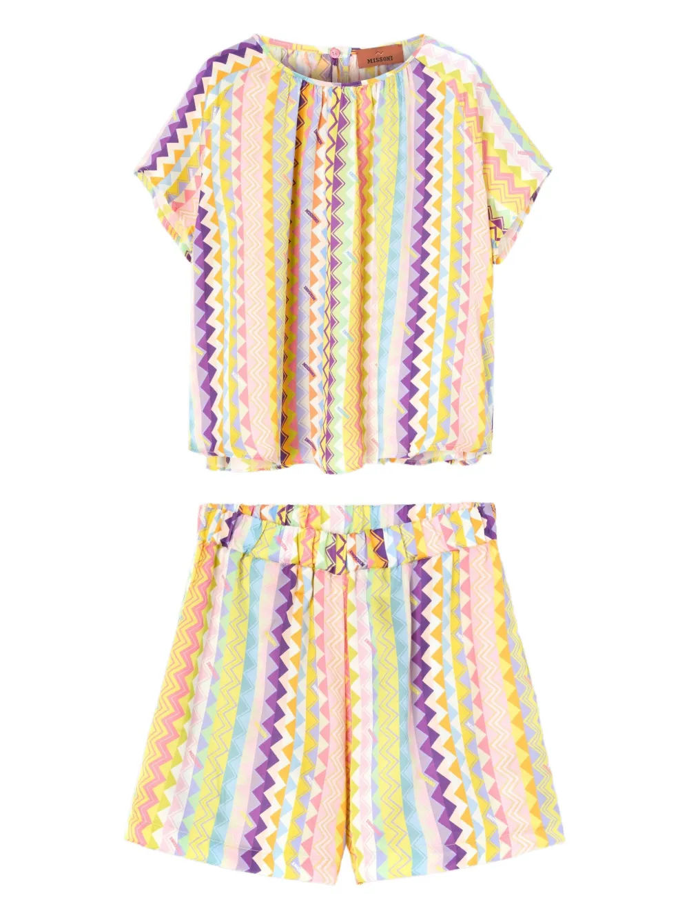 Missoni Kids zigzag-striped shorts set Geel