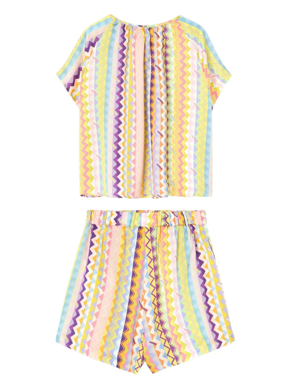 Missoni Kids zigzag-striped shorts set Geel