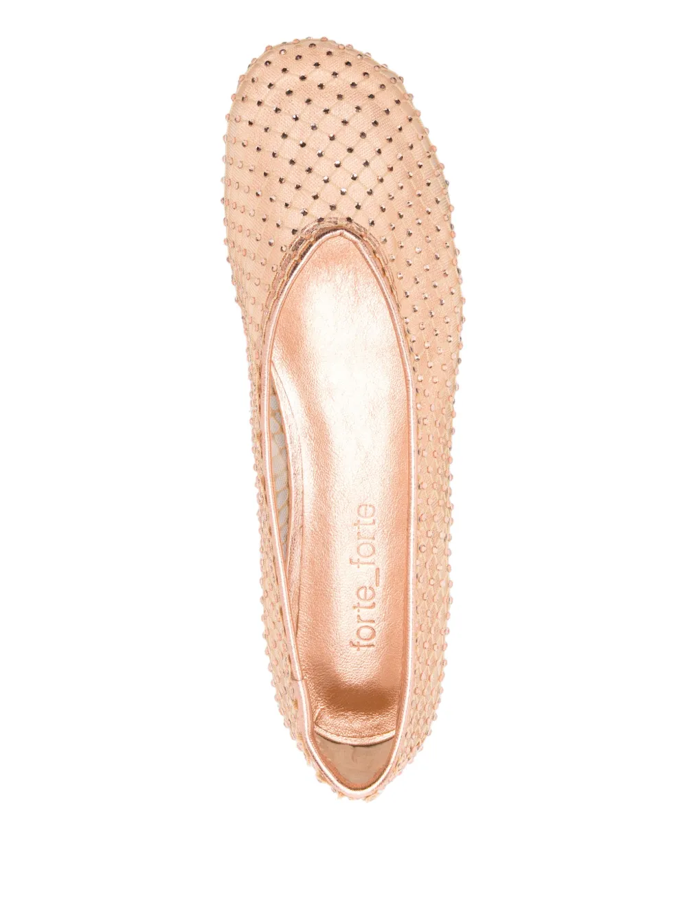 FORTE FORTE CRYSTAL-EMBELLISHED MESH BALLET FLATS