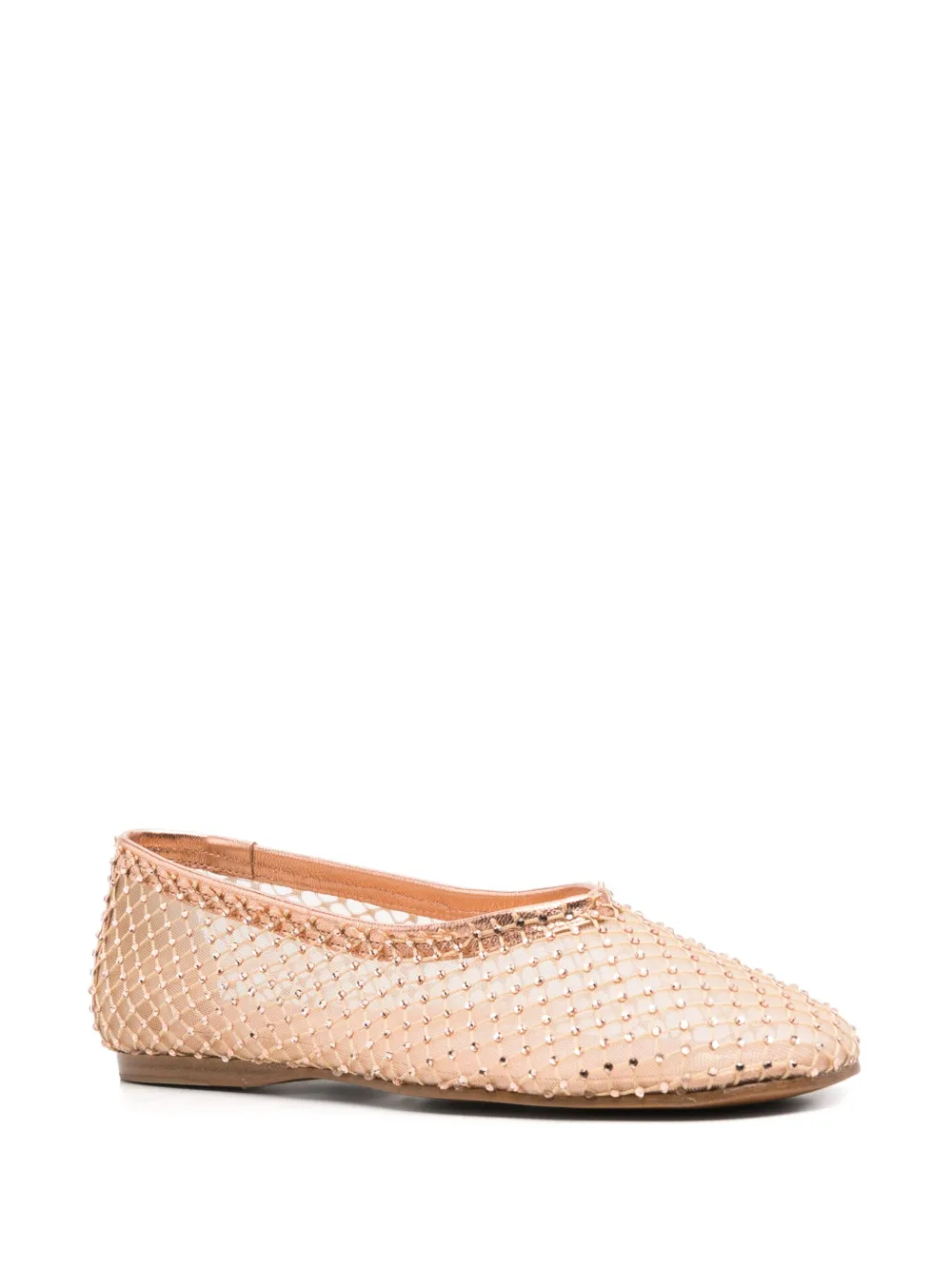 Forte Forte Mesh ballerina's met kristallen - Beige