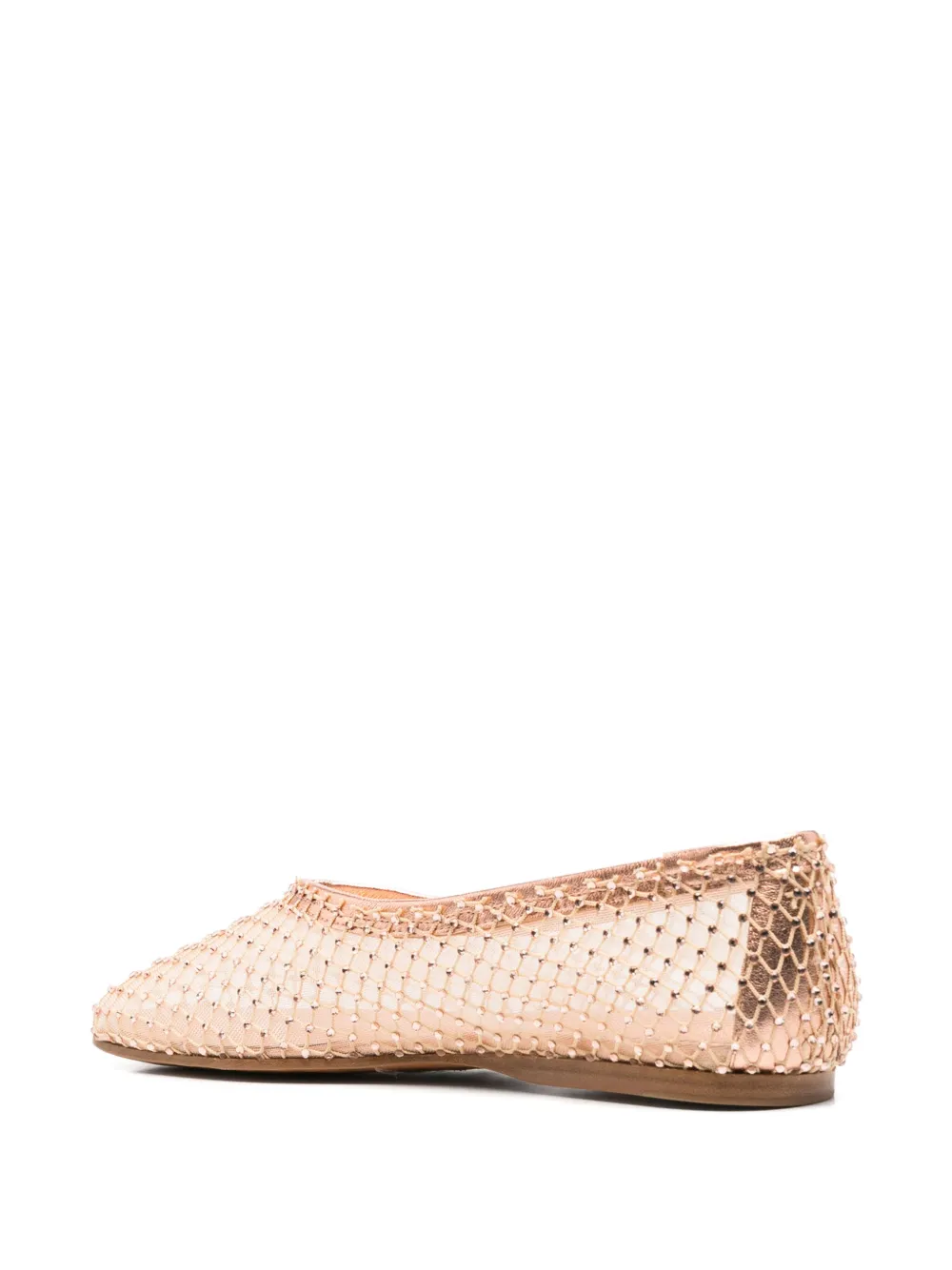 Shop Forte Forte Crystal-embellished Mesh Ballet Flats In Neutrals