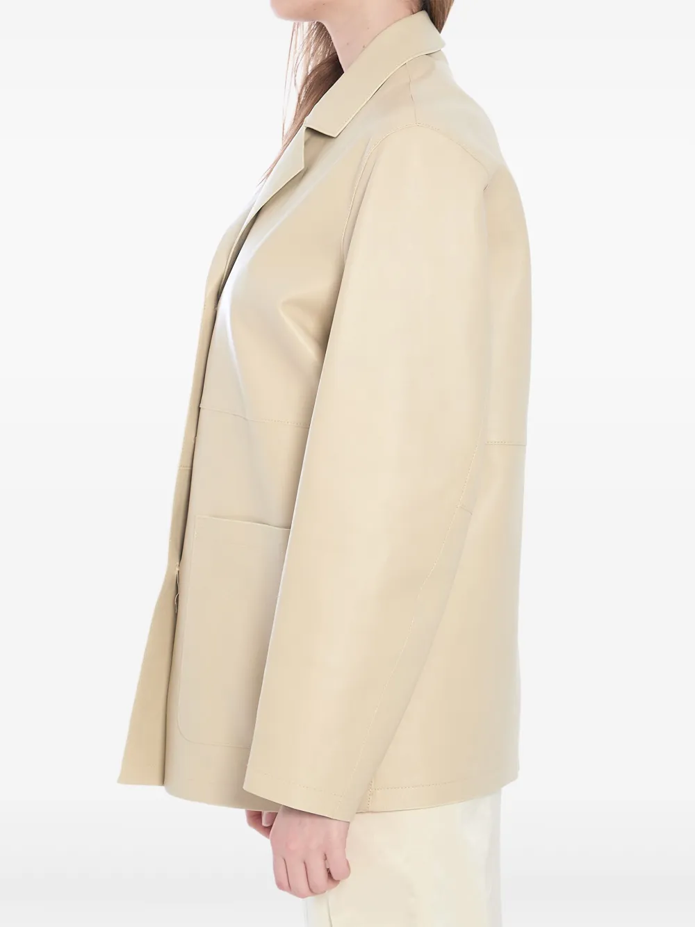 TOTEME single-breasted leather blazer - Beige