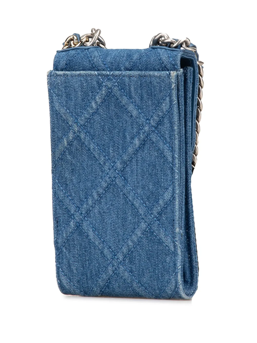 CHANEL Pre-Owned 2021 Denim 19 Phone Holder with Chain boekentas - Blauw