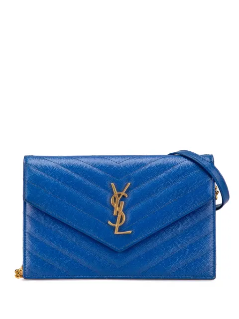 Saint Laurent Pre-Owned 2016 Grain De Poudre Matelasse Chevron Monogram Chain Wallet crossbody bag