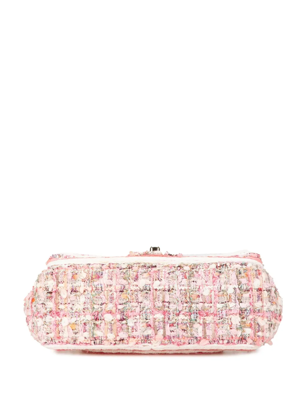 Pre-owned Chanel 2019 Mini Rectangular Classic Tweed Braid Flap Crossbody Bag In 粉色