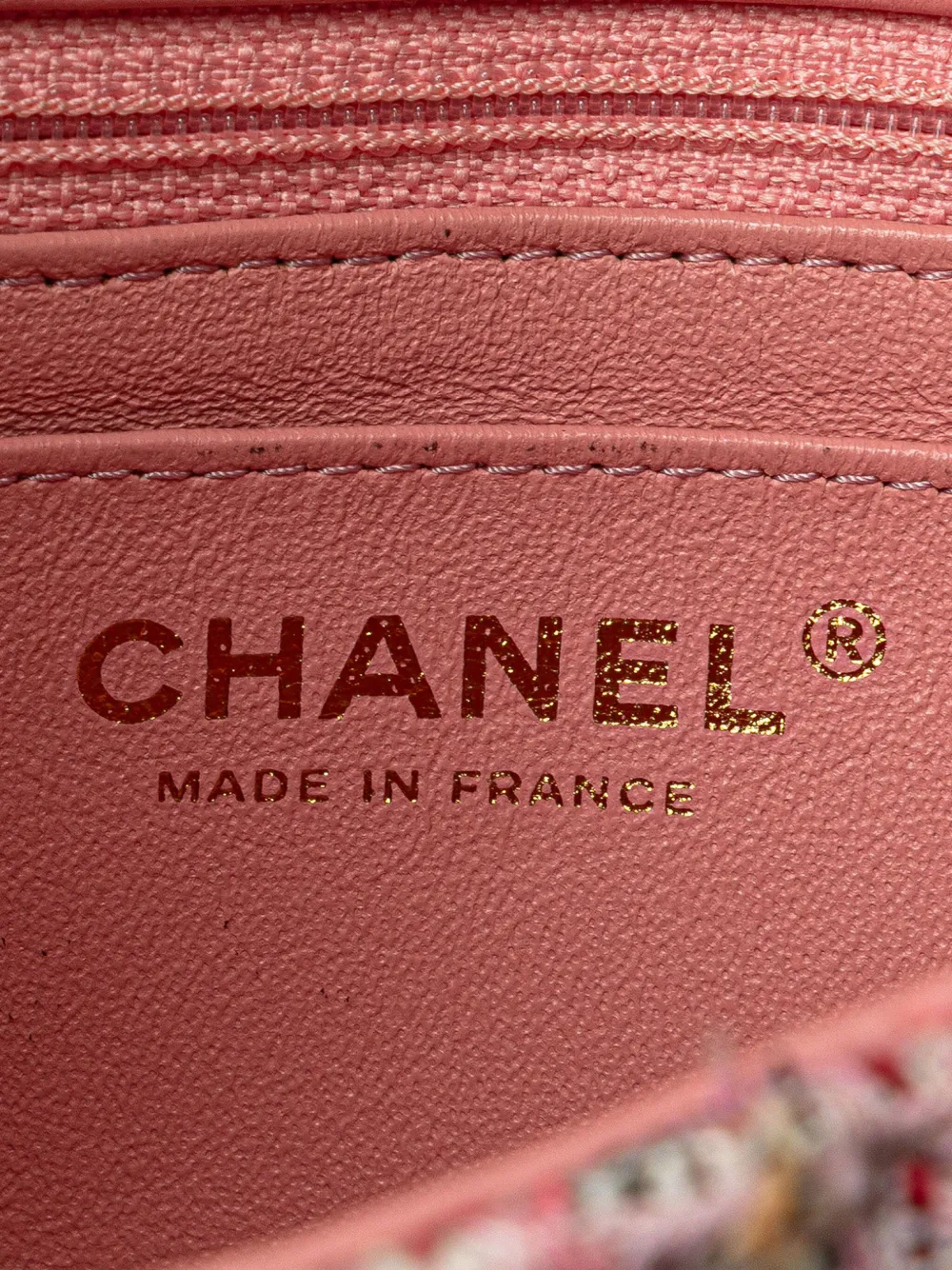 Pre-owned Chanel 2019 Mini Rectangular Classic Tweed Braid Flap Crossbody Bag In 粉色