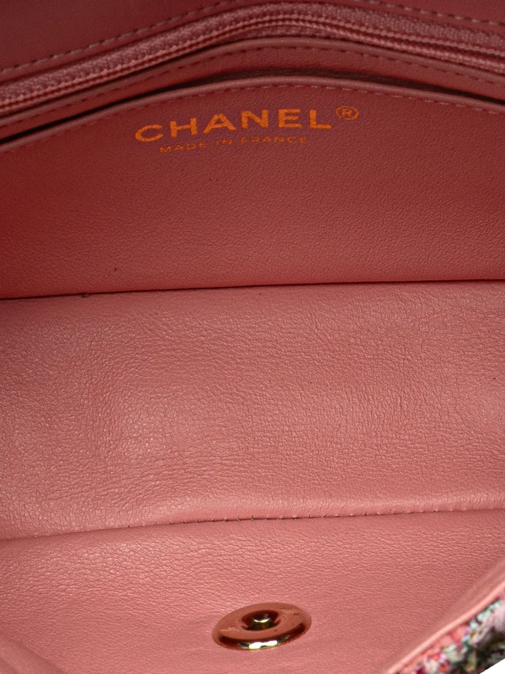 Pre-owned Chanel 2019 Mini Rectangular Classic Tweed Braid Flap Crossbody Bag In 粉色