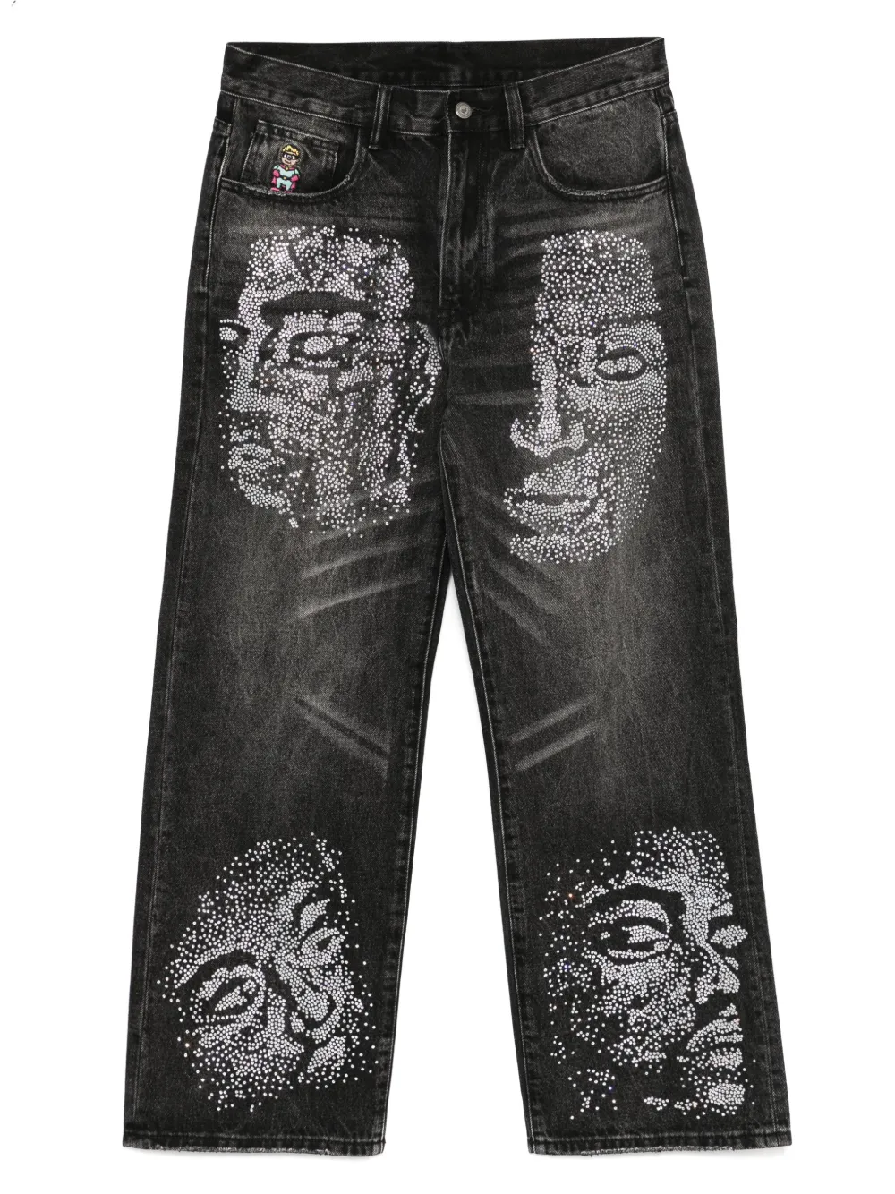 rhinestone-face jeans