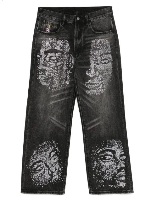 KidSuper rhinestone-face jeans 
