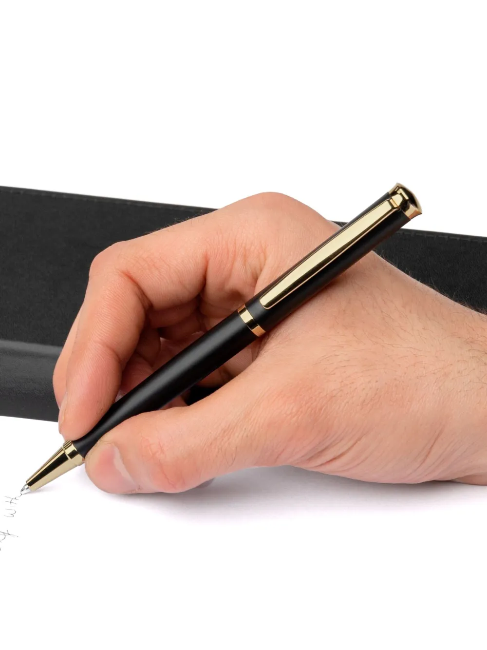 Hugo Boss Engraved-logo Ballpoint Pen In Black