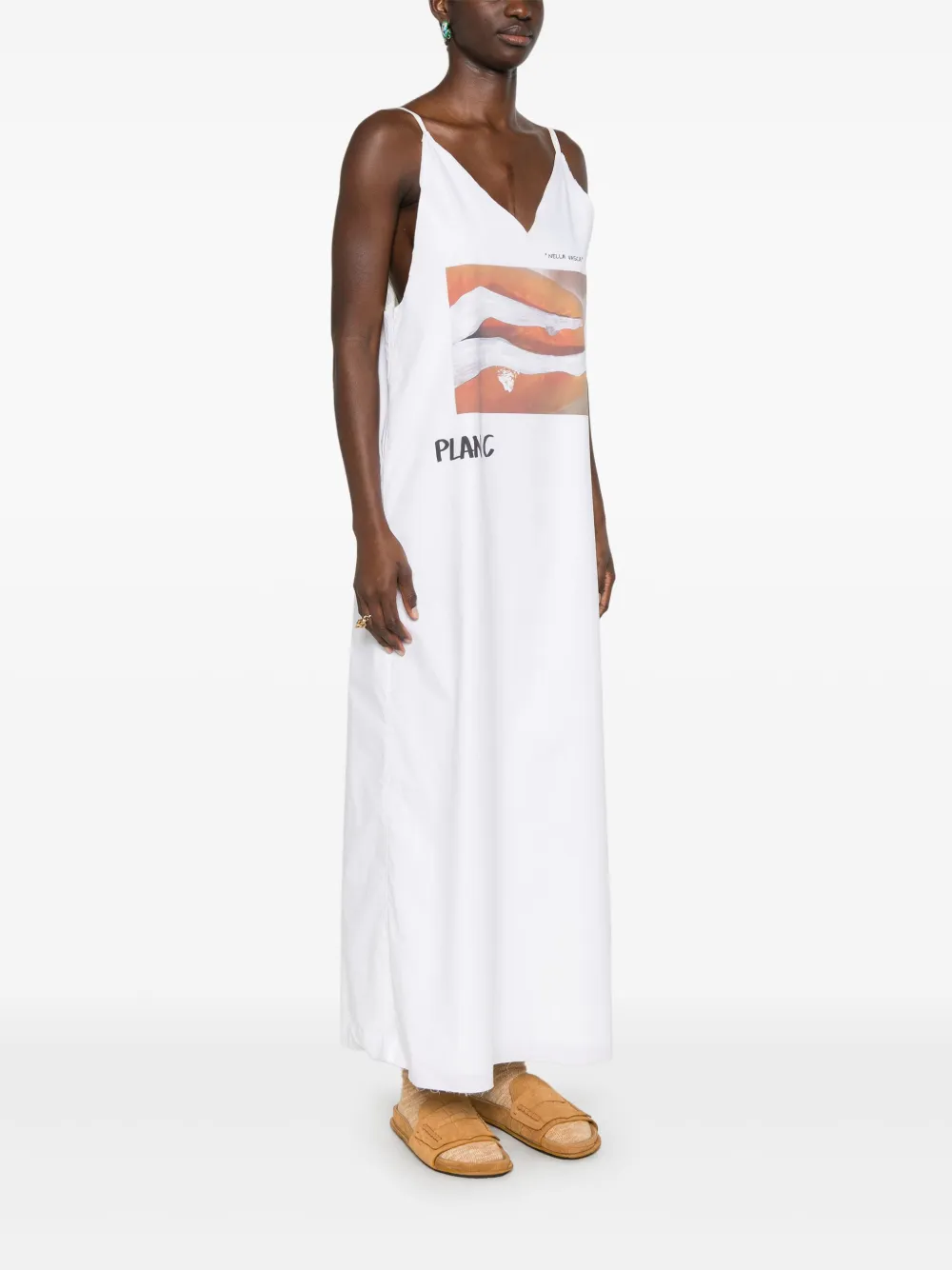 Plan C Maxi-jurk met print Wit