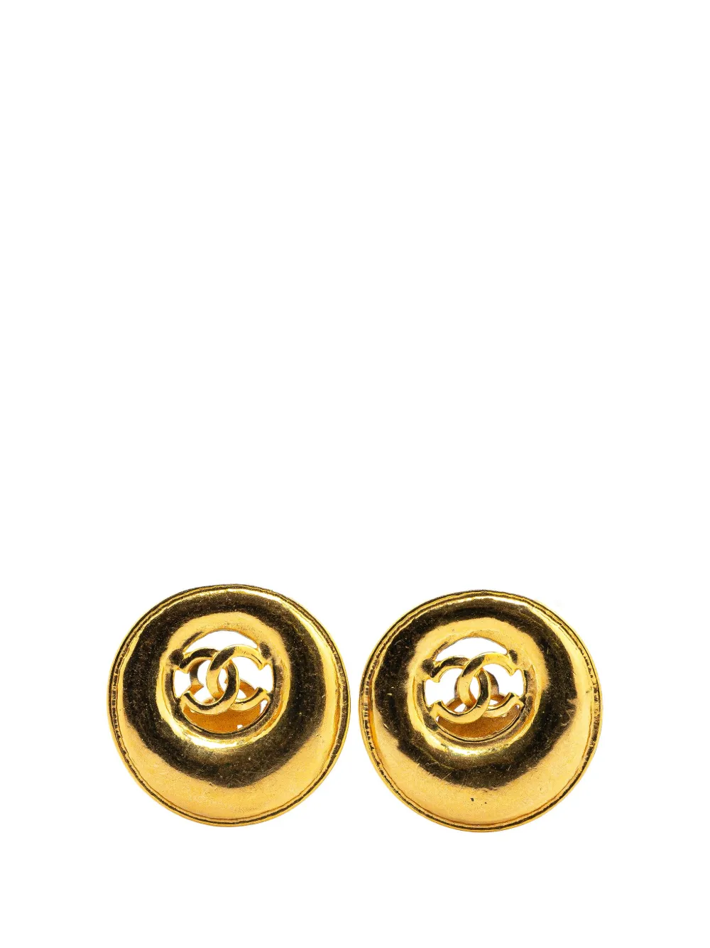 CHANEL Pre-Owned 1993 Gold Plated CC Round Clip on Earrings costume earrings | Gold | Image 1