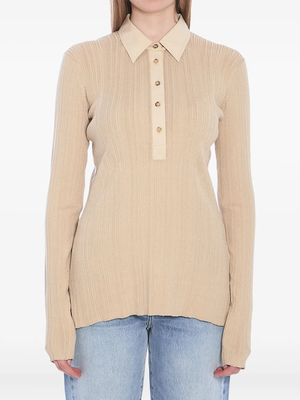 TOTEME Gebreid poloshirt Beige