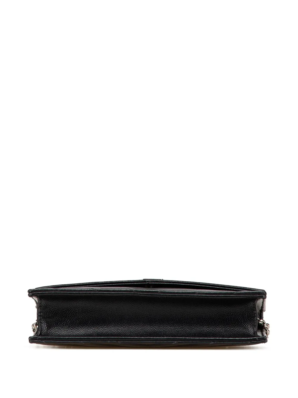 Pre-owned Saint Laurent 2016 Grain De Poudre Matelasse Chevron Monogram Chain Wallet Crossbody Bag In 黑色