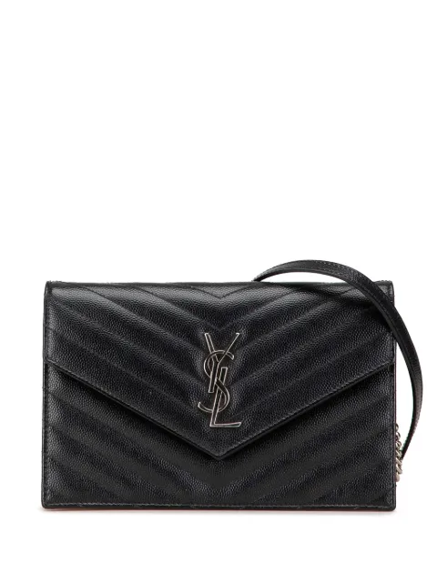 Saint Laurent Pre-Owned 2016 Grain De Poudre Matelasse Chevron Monogram Chain Wallet crossbody bag