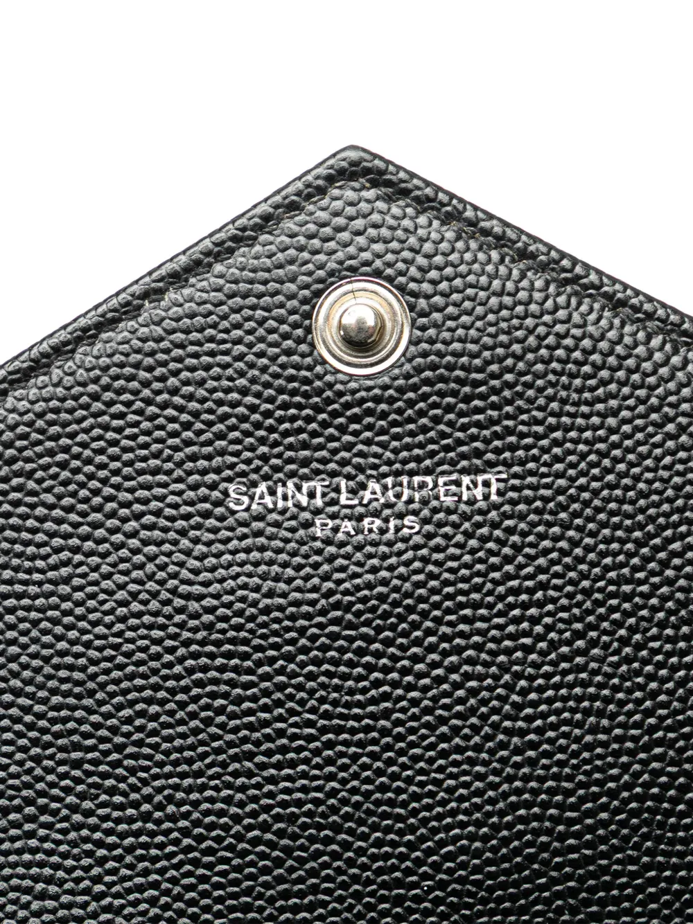 Pre-owned Saint Laurent 2016 Grain De Poudre Matelasse Chevron Monogram Chain Wallet Crossbody Bag In 黑色