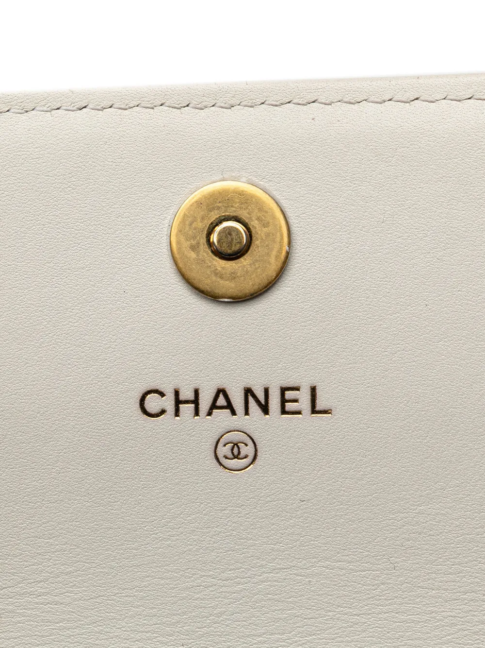 Pre-owned Chanel 2019 Calfskin Enchained Flap Wallet On Chain Crossbody Bag In White