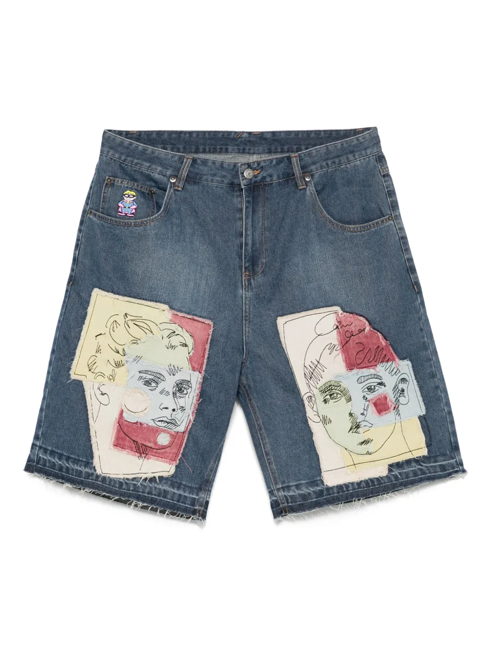 patchwork denim shorts