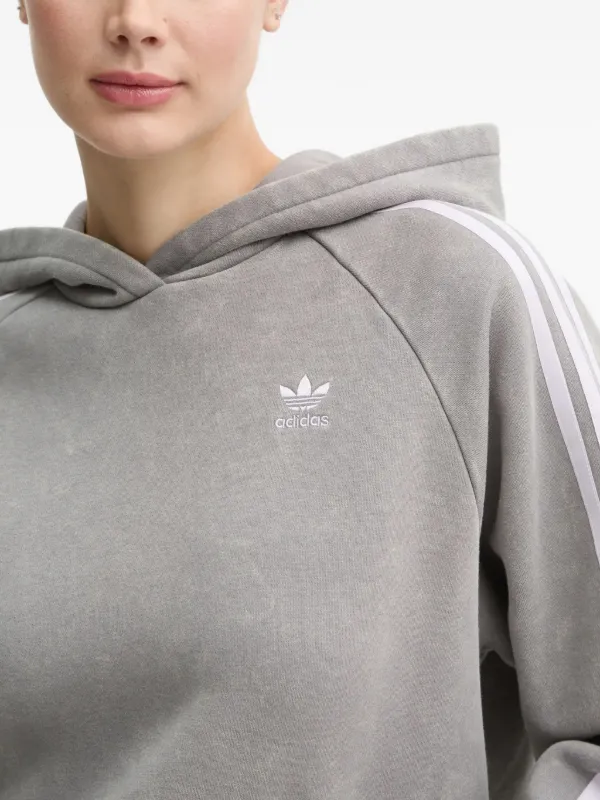 Adidas three-stripe raglan-sleeves Hoodie Grey FARFETCH PH