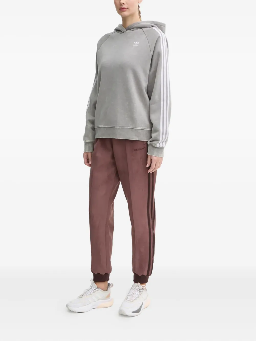 adidas Hoodie met raglan mouwen en drie strepen Grijs
