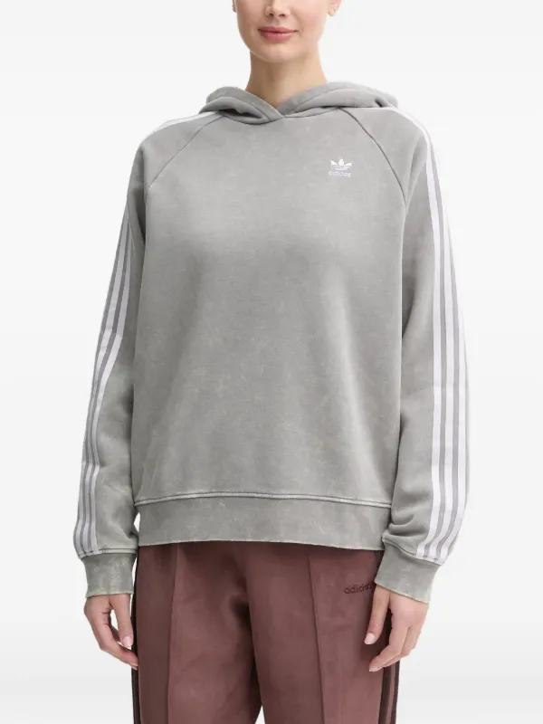 Adidas three-stripe raglan-sleeves Hoodie Grey FARFETCH ID