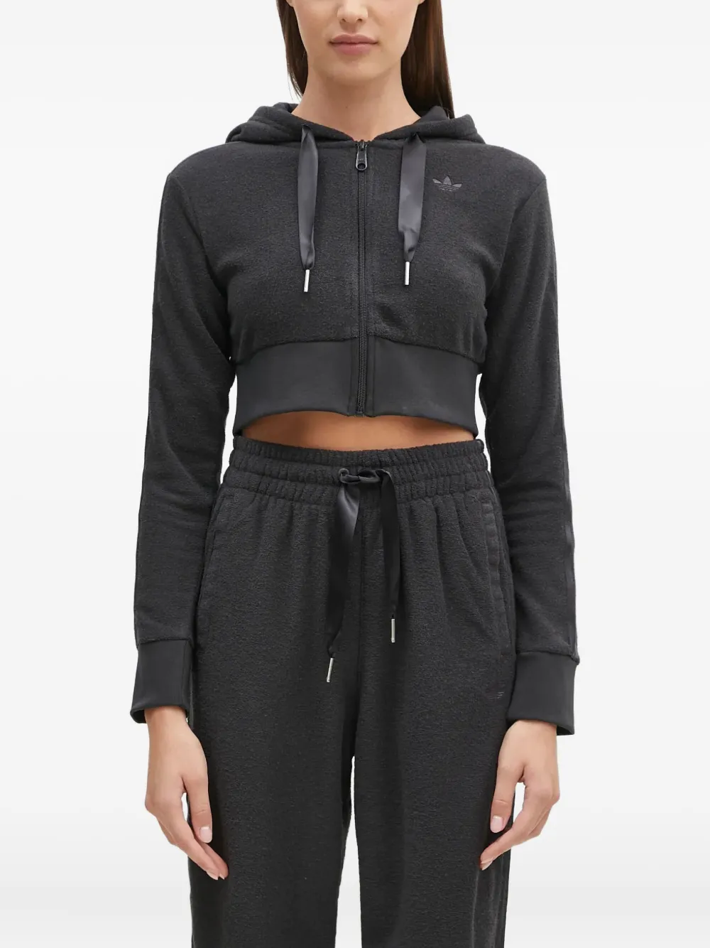 adidas FZ cropped hoodie met rits Grijs