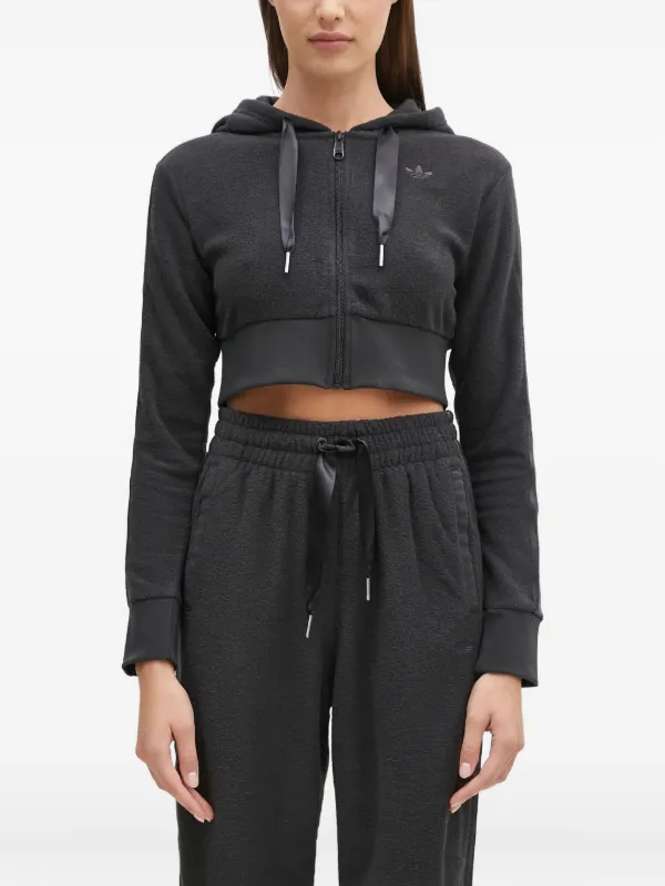 Cappuccio Felpa Adidas Crop Top Adidas Felpa Crop FZ Con Zip E