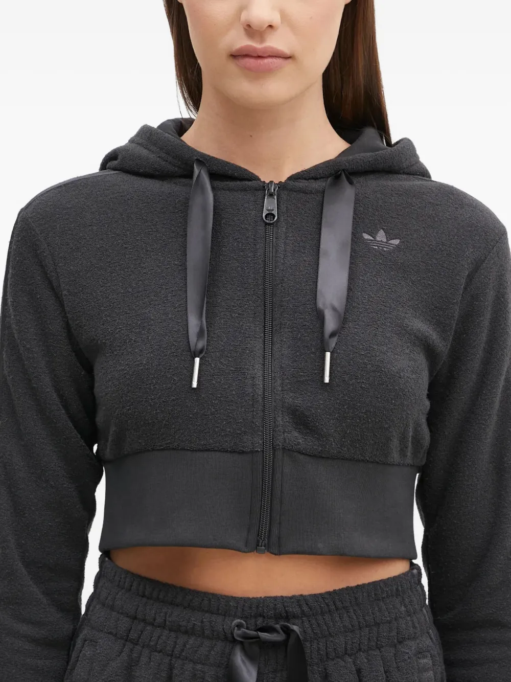 adidas FZ cropped hoodie met rits Grijs