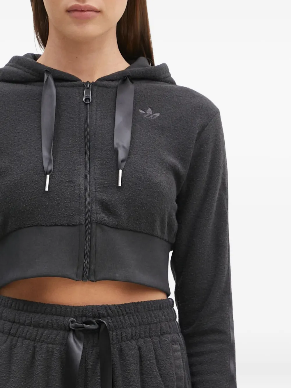 adidas FZ cropped hoodie met rits Grijs