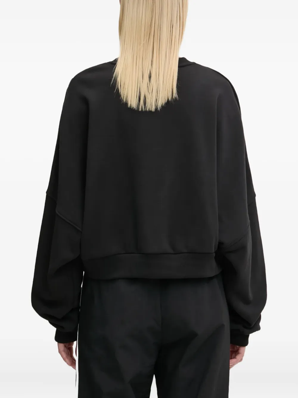 Adidas Originals 3-stripe Cropped Sweatshirt In Black