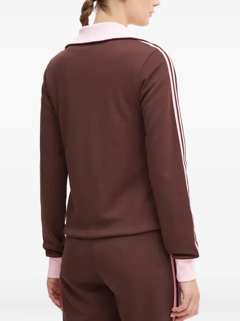 Adidas Originals Three-stripe Zip-up Sweatshirt In Brown