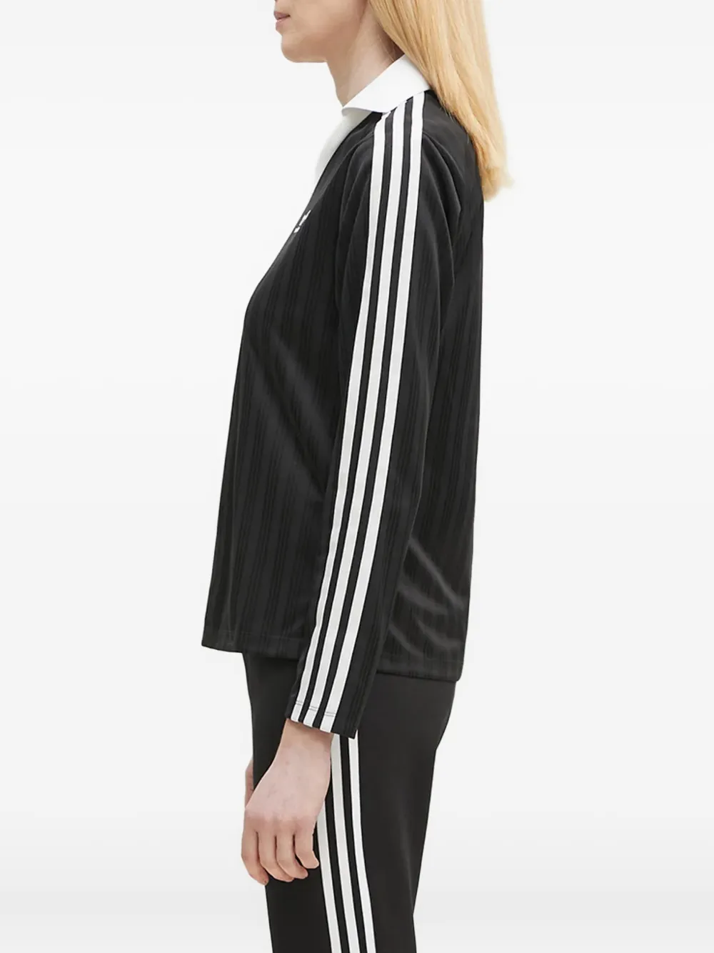 adidas Polotop met drie strepen en V-hals Zwart