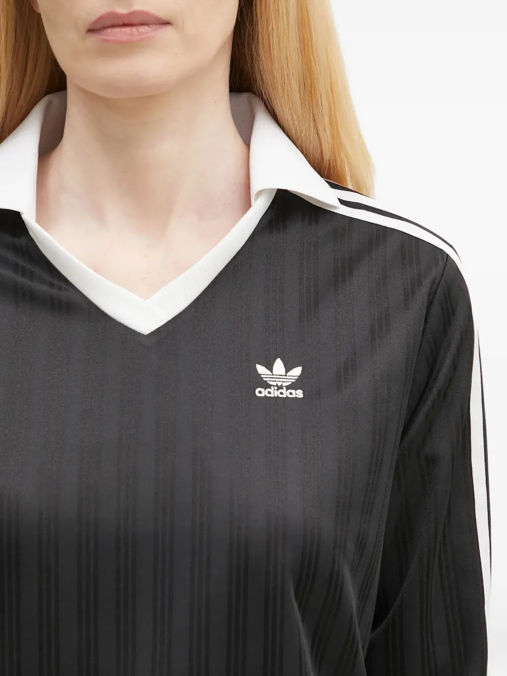 adidas Polotop met drie strepen en V-hals Zwart