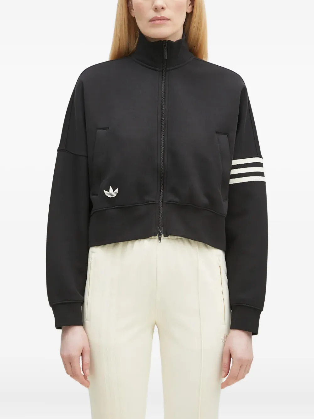 adidas Neuclassics sweater met 3 strepen en rits Zwart