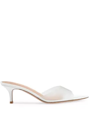 Gianvito Rossi フローラル ミュール | ホワイト | FARFETCH JP