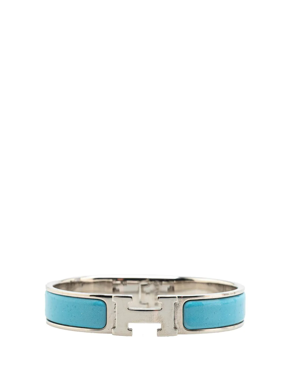 Pre-owned Hermes 20th Century Narrow Enamel Clic H Bracelet Pm Costume Bracelet In Blue