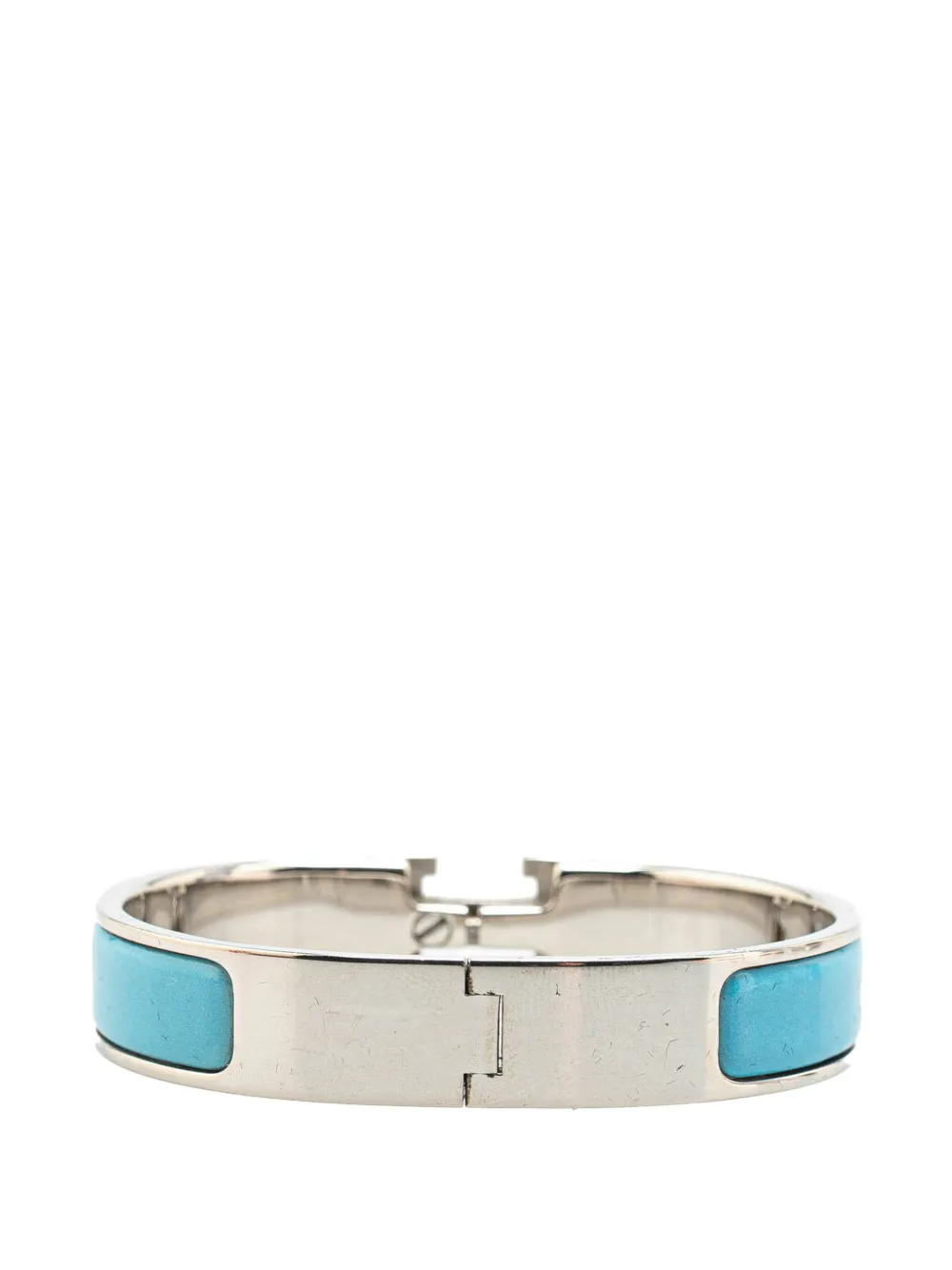 Pre-owned Hermes 20th Century Narrow Enamel Clic H Bracelet Pm Costume Bracelet In Blue