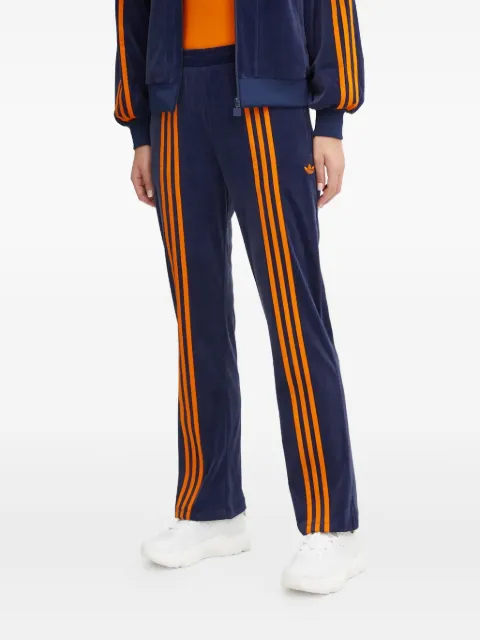 adidas three-stripe velour trousers