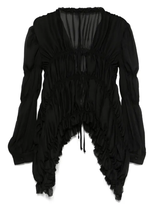 other - 22SS ロク rokh OPEN BACK PUFF SLEEVE TOP Rokh puff-sleeve Blouse | Black | FARFETCH