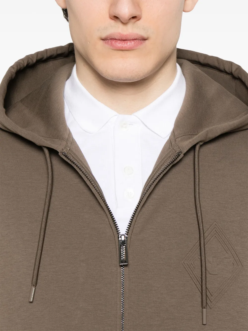 Emporio Armani Hoodie met logo-reliëf Bruin