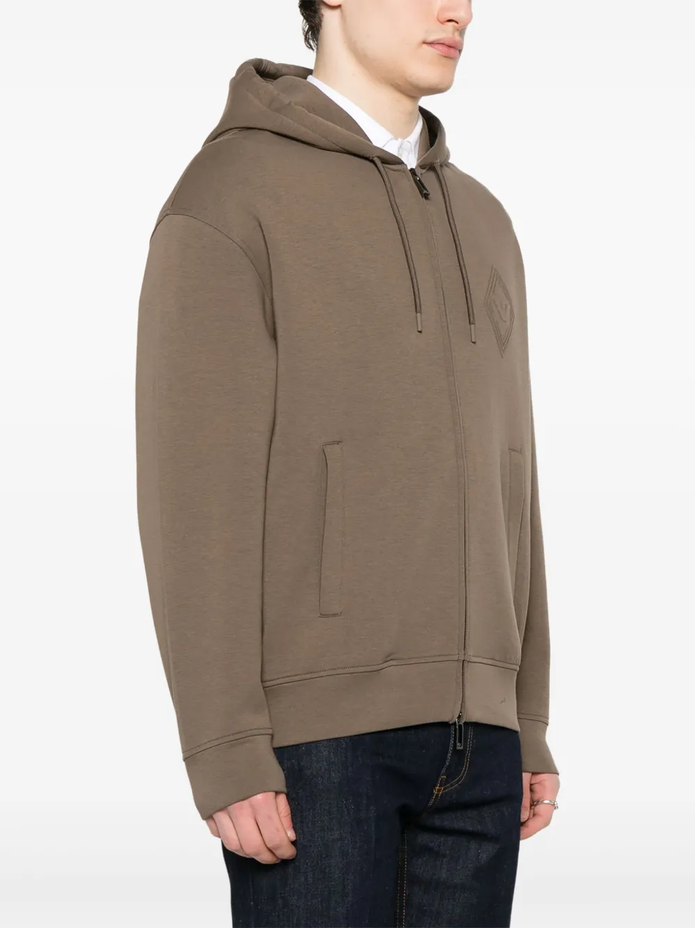 Emporio Armani Hoodie met logo-reliëf Bruin