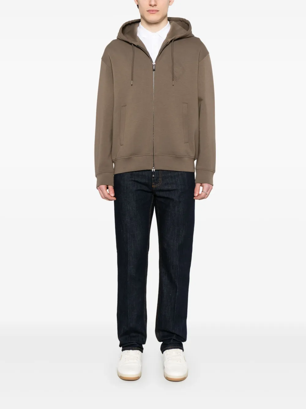 Emporio Armani Hoodie met logo-reliëf Bruin