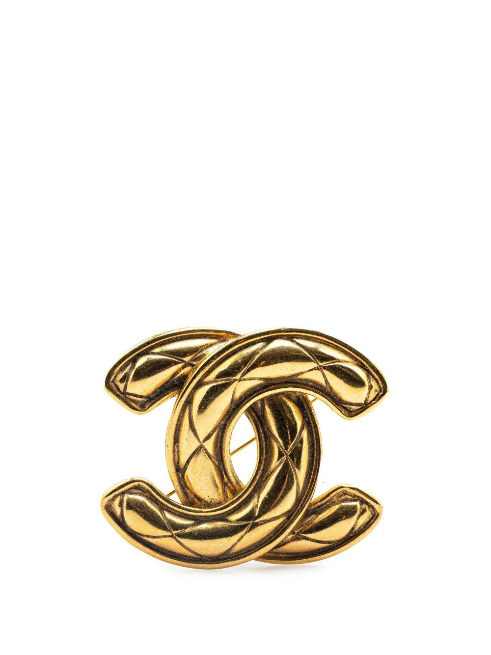 CHANEL Pre-Owned 20th Century Gold Plated CC Quilted Brooch costume brooch | Gold | Image 1