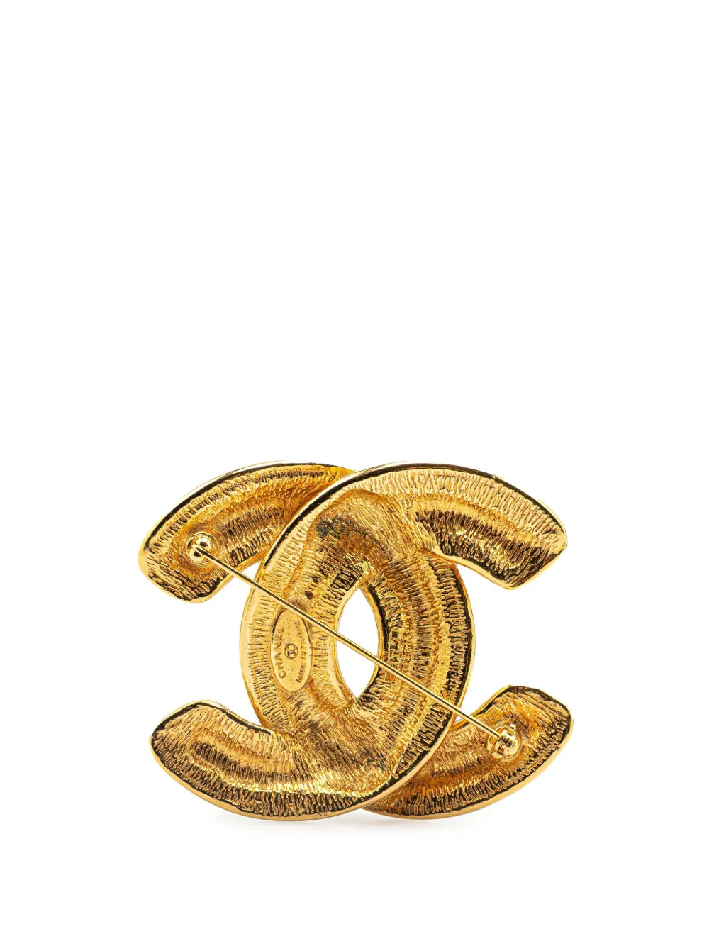 CHANEL Pre-Owned 20th Century Gold Plated CC Quilted Brooch costume brooch | Image 2