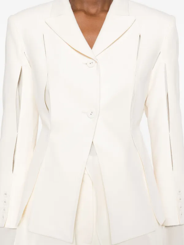 rokh  カットアウトレザージャケット Rokh カットアウト ジャケット | ニュートラル | FARFETCH JP