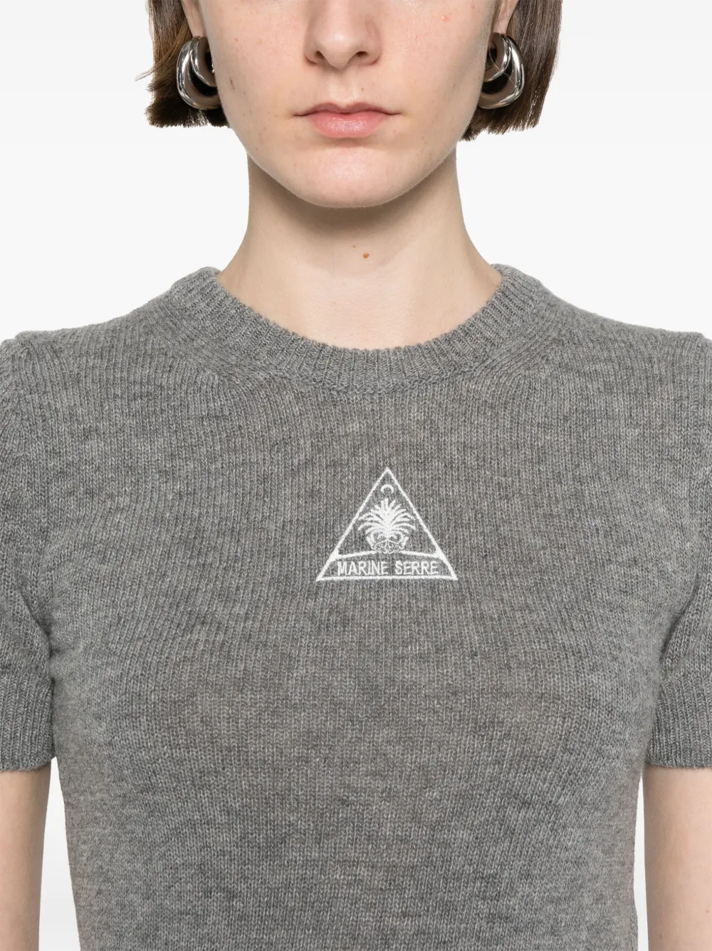 Marine Serre T-shirt met geborduurd logo Grijs