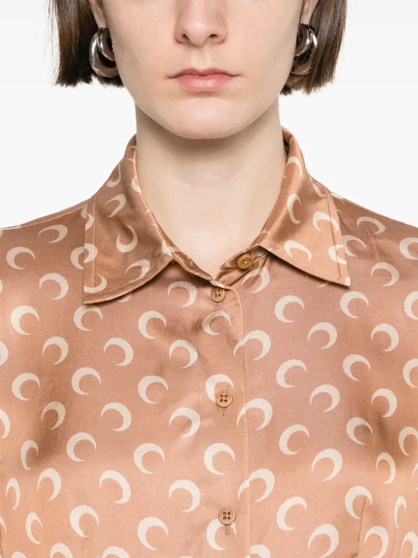 Marine Serre Crescent Moon-printed Shirt | Orange | FARFETCH CA