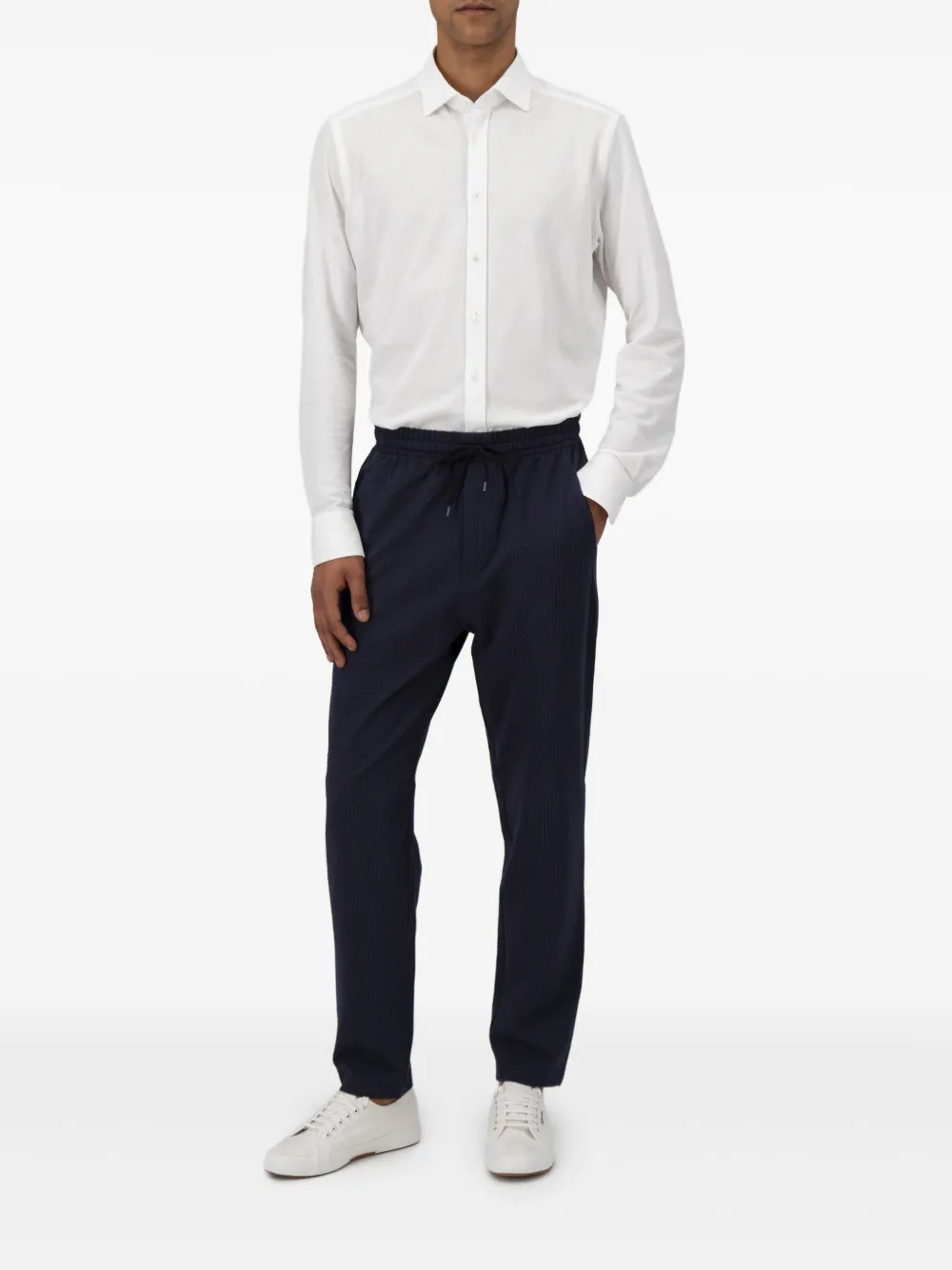 drawstring straight-leg trousers