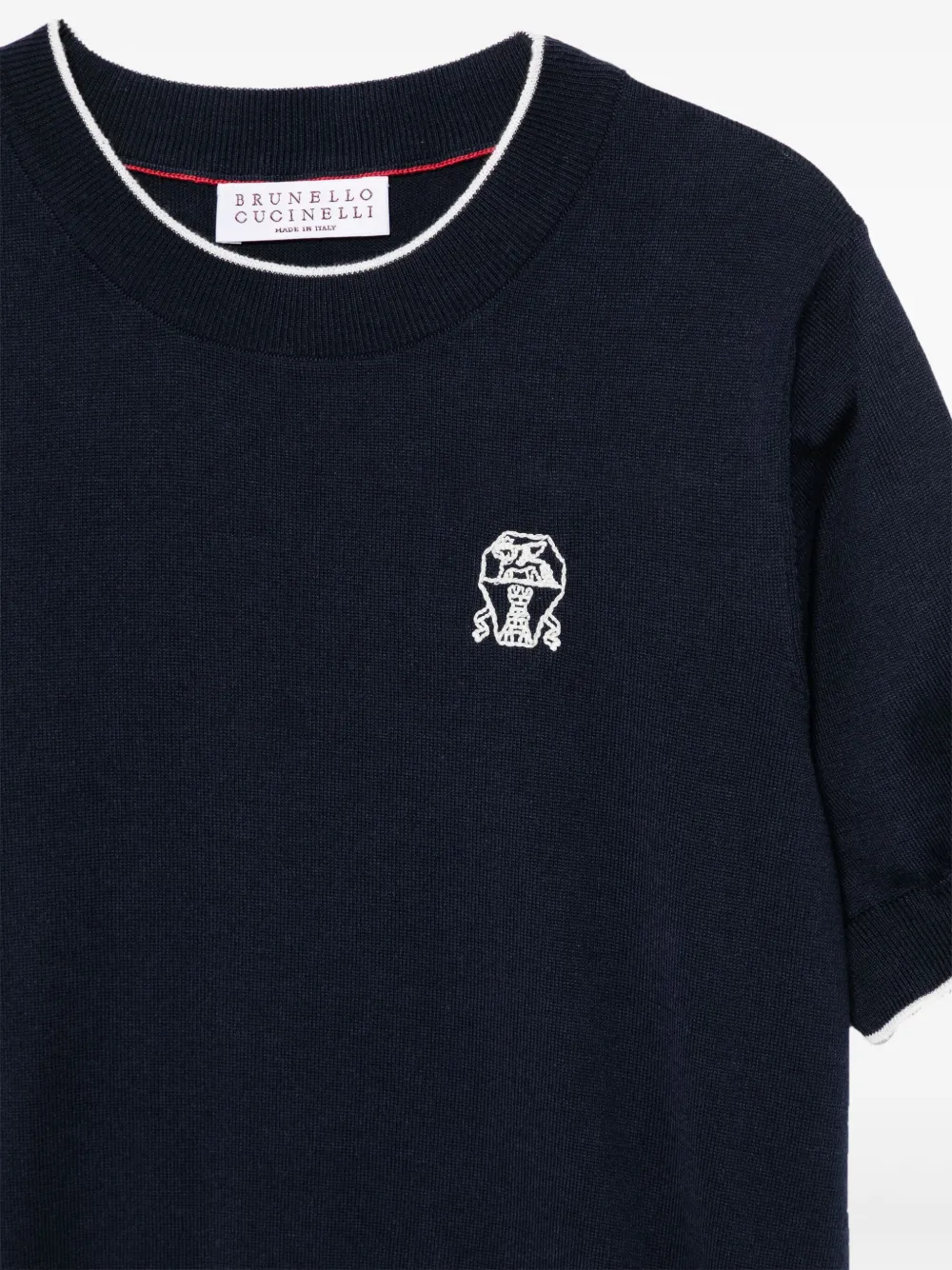 Brunello Cucinelli Kids T-shirt met geborduurd logo Blauw