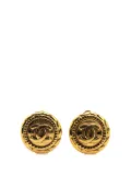 CHANEL Pre-Owned 1970-1980 Gold Plated CC Round Clip On Earrings costume earrings